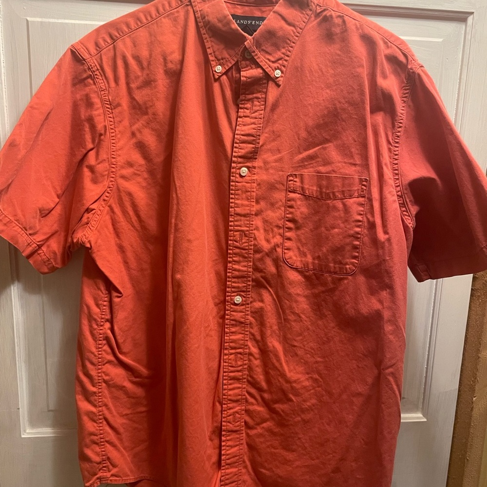 SALE! Lands' End Men's Red Casual Button Down Shirt
